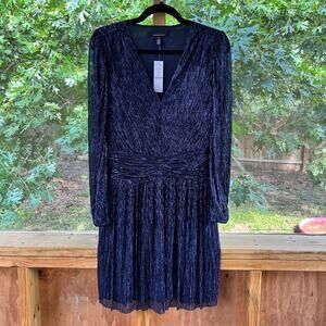 WHBM White House Black Market Long Sleeve Metallic Sparkle Midi Dress XS. NEW